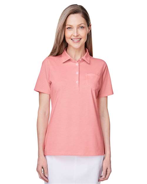 Vineyard Vines Women's Fanshell Polo White Cap/Fiery Coral
