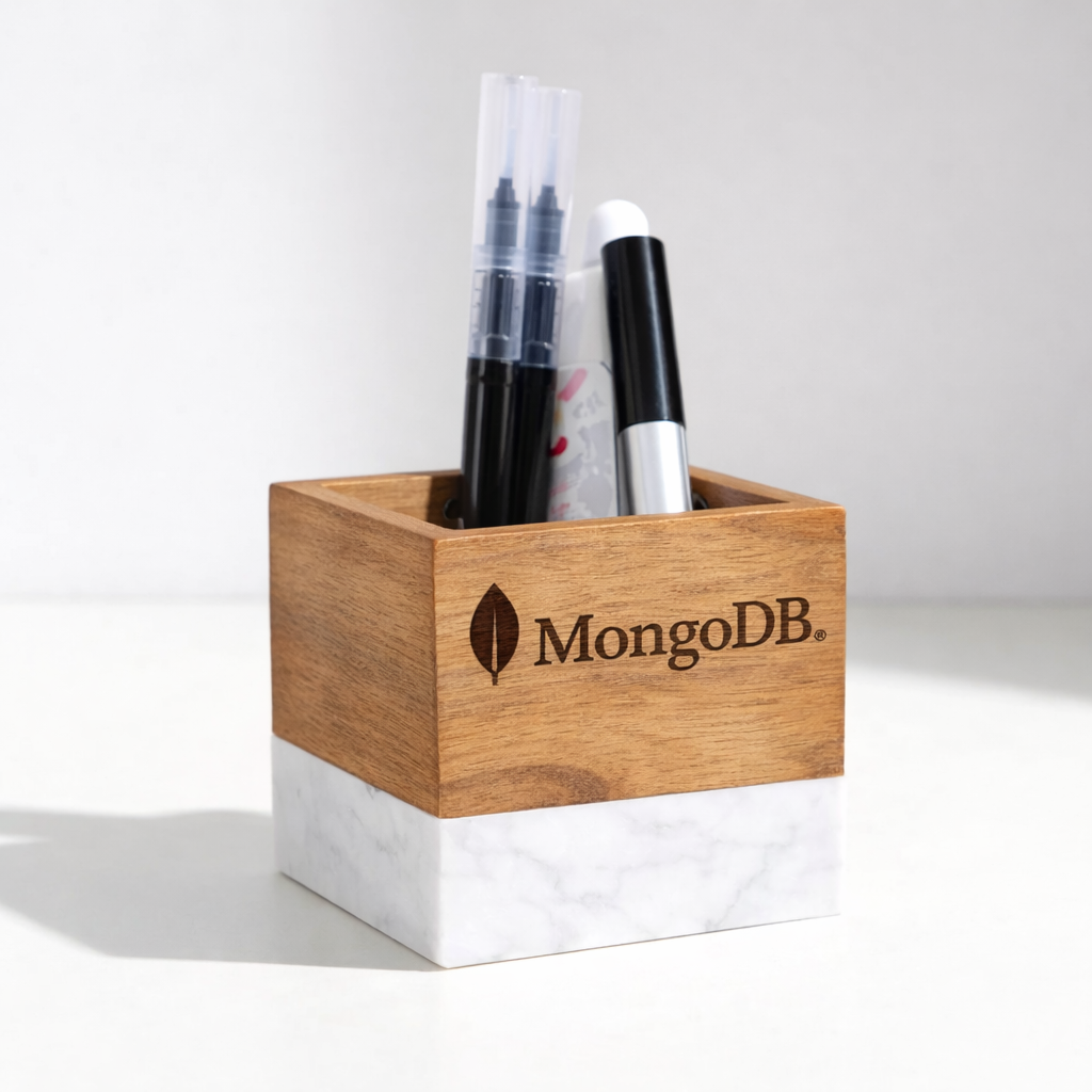 Marble & Wood Pen & Pencil Holder