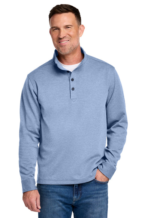 Brooks Brothers® Mid-Layer Stretch 1/2-Button Aegean Blue Heather