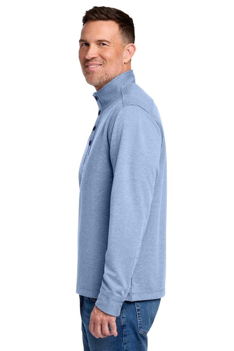 Brooks Brothers® Mid-Layer Stretch 1/2-Button Aegean Blue Heather