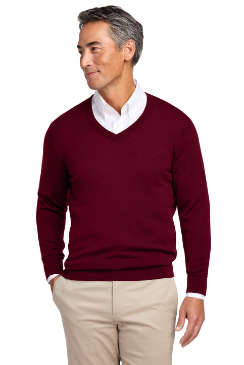 Brooks Brothers® Washable Merino V-Neck Sweater Vintage Port