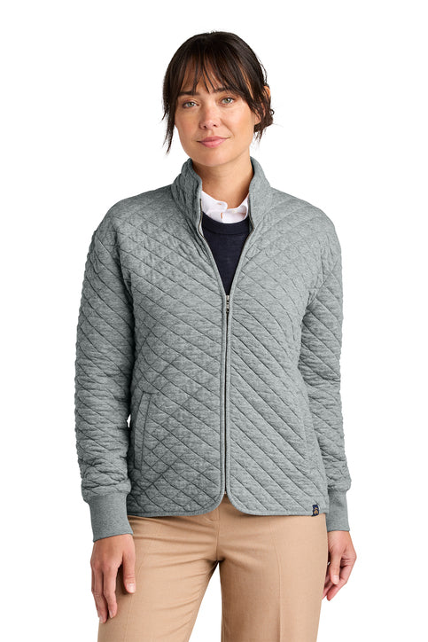 Brooks Brothers® Women’s Diamond Quilt Full-Zip Light Shadow Grey Heather