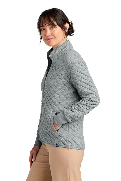 Brooks Brothers® Women’s Diamond Quilt Full-Zip Light Shadow Grey Heather