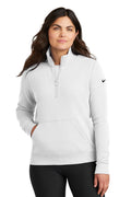Nike Women's Club Fleece Sleeve Swoosh 1/2-Zip White
