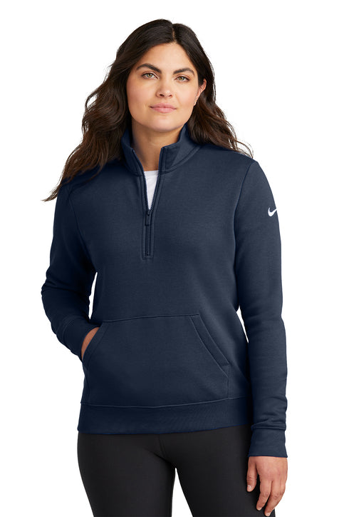 Nike Women's Club Fleece Sleeve Swoosh 1/2-Zip Midnight Navy