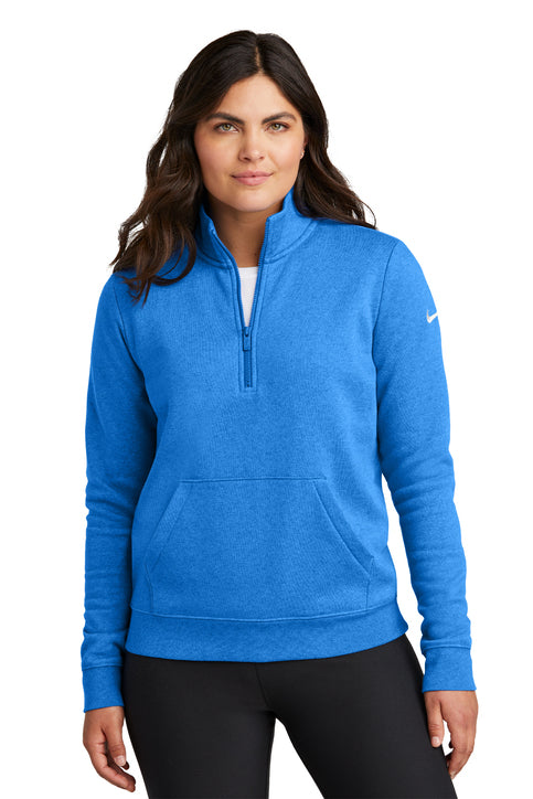 Nike Women's Club Fleece Sleeve Swoosh 1/2-Zip Light Game Royal Heather