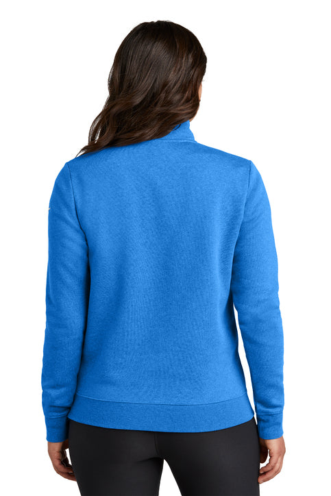 Nike Women's Club Fleece Sleeve Swoosh 1/2-Zip Light Game Royal Heather