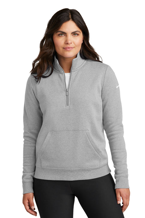 Nike Women's Club Fleece Sleeve Swoosh 1/2-Zip Dark Grey Heather
