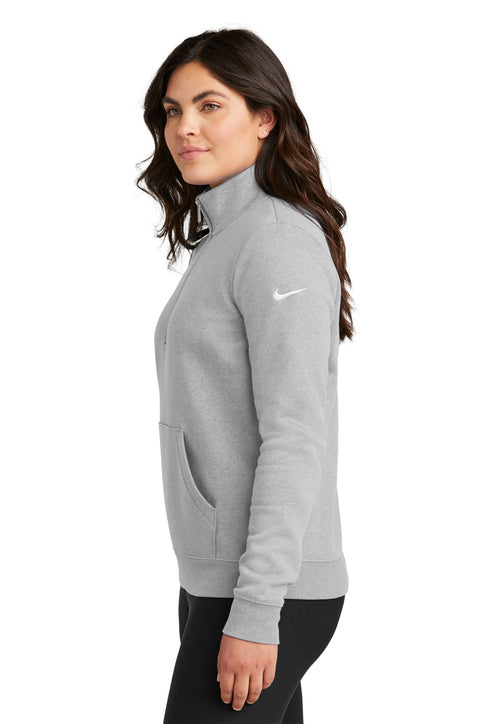 Nike Women's Club Fleece Sleeve Swoosh 1/2-Zip Dark Grey Heather