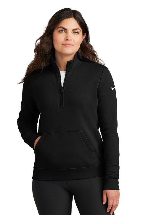 Nike Women's Club Fleece Sleeve Swoosh 1/2-Zip Black