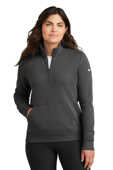 Nike Women's Club Fleece Sleeve Swoosh 1/2-Zip Anthracite