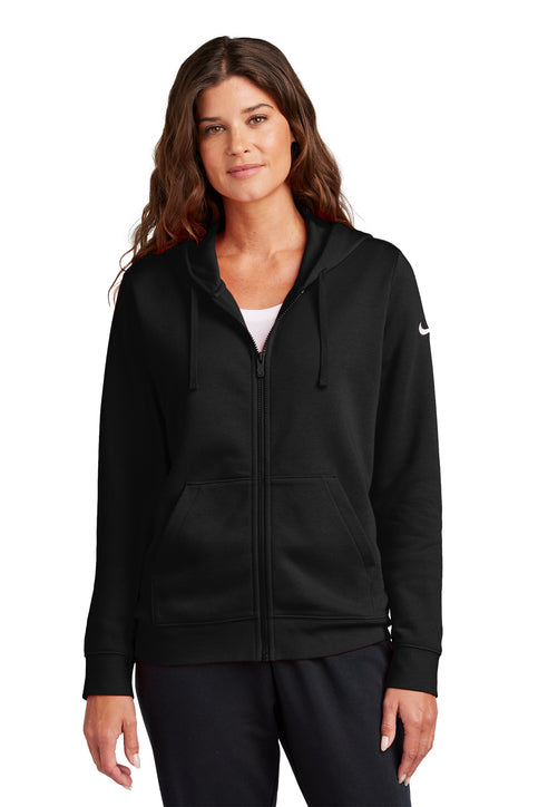 Nike Women's Club Fleece Sleeve Swoosh Full-Zip Hoodie Black