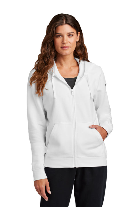 Nike Women's Club Fleece Sleeve Swoosh Full-Zip Hoodie White