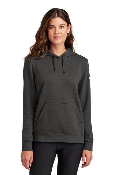 Nike Women's Club Fleece Sleeve Swoosh Pullover Hoodie Anthracite