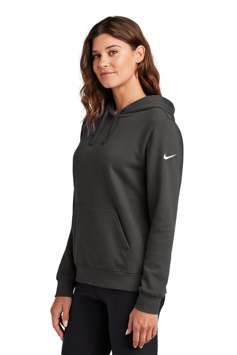 Nike Women's Club Fleece Sleeve Swoosh Pullover Hoodie Anthracite