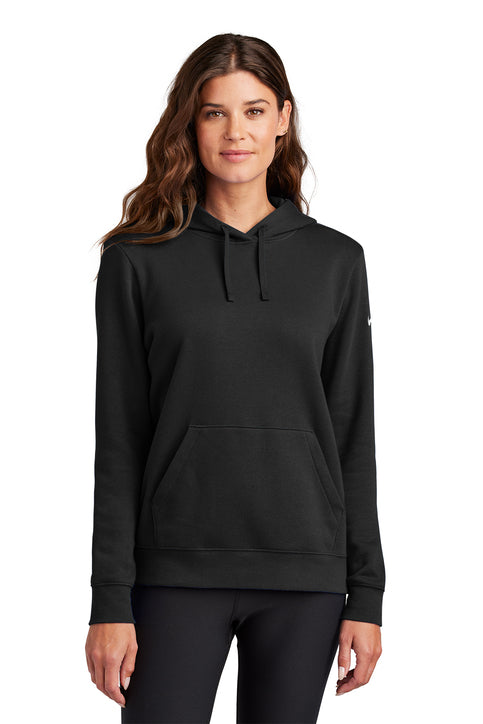 Nike Women's Club Fleece Sleeve Swoosh Pullover Hoodie Black