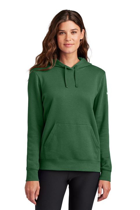 Nike Women's Club Fleece Sleeve Swoosh Pullover Hoodie Gorge Green
