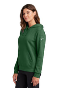 Nike Women's Club Fleece Sleeve Swoosh Pullover Hoodie Gorge Green