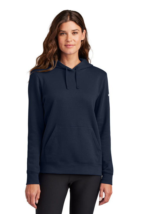Nike Women's Club Fleece Sleeve Swoosh Pullover Hoodie Midnight Navy