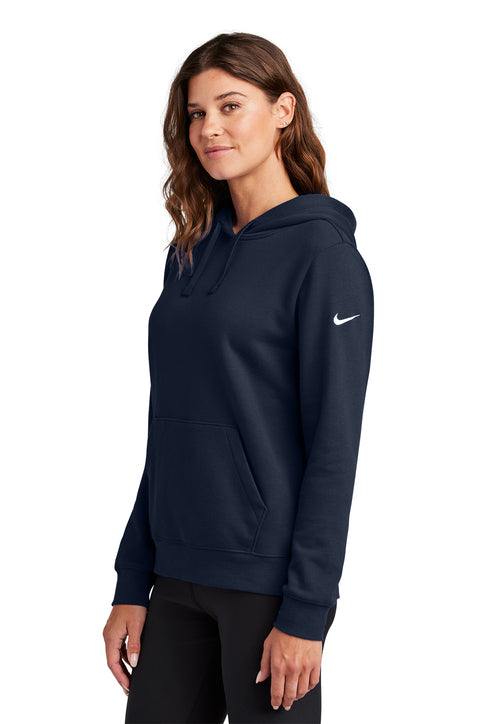 Nike Women's Club Fleece Sleeve Swoosh Pullover Hoodie Midnight Navy