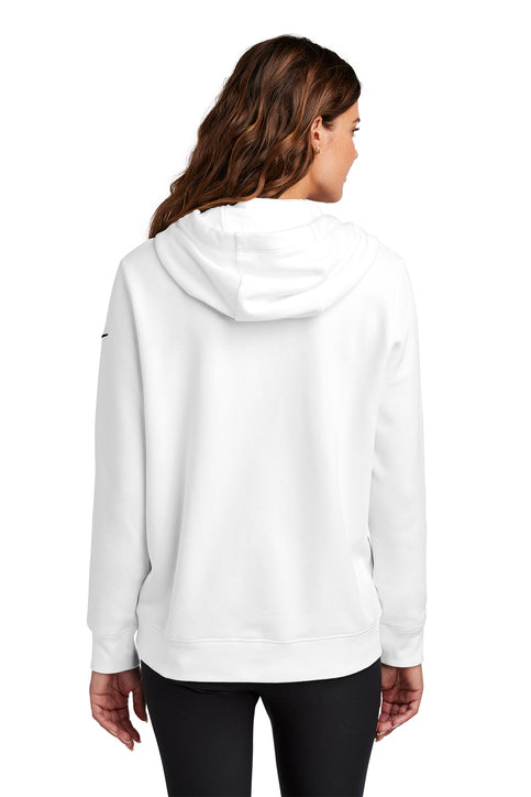 Nike Women's Club Fleece Sleeve Swoosh Pullover Hoodie White