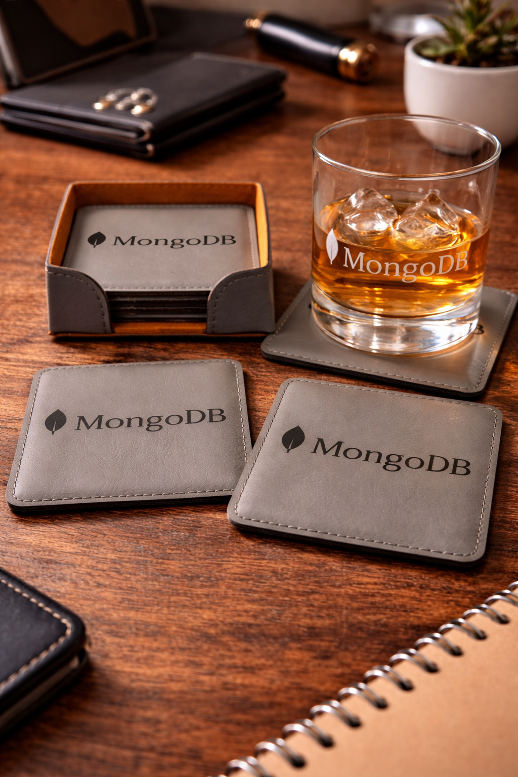 Leatherette Coaster Set