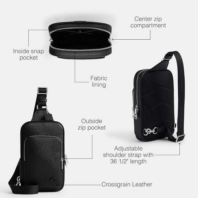 COACH Felix Sling Bag – Black Crossgrain Leather | Custom MongoDB Branded