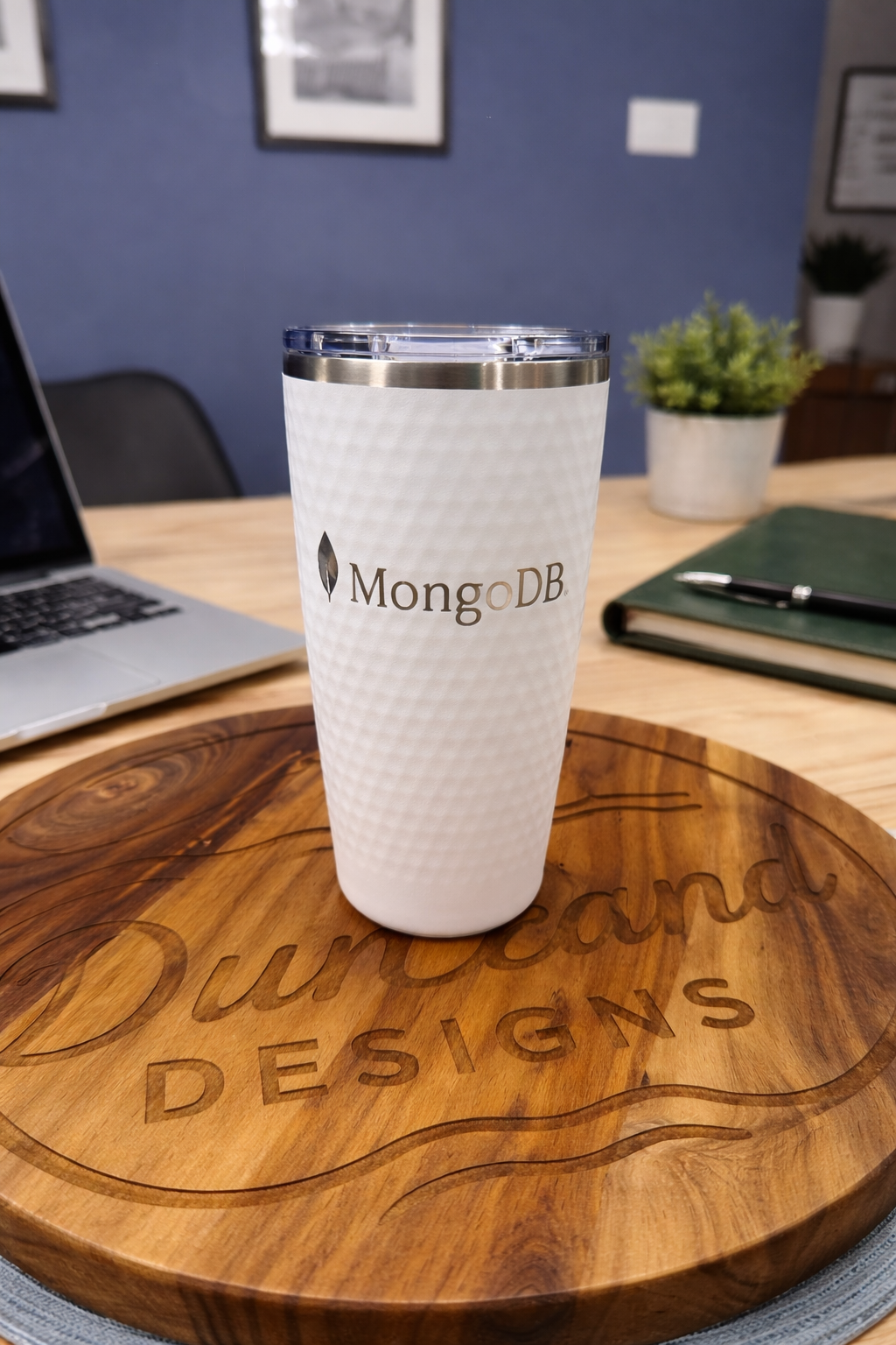 White Golf Tumbler - Full Dimples and Slider Lid 20 oz