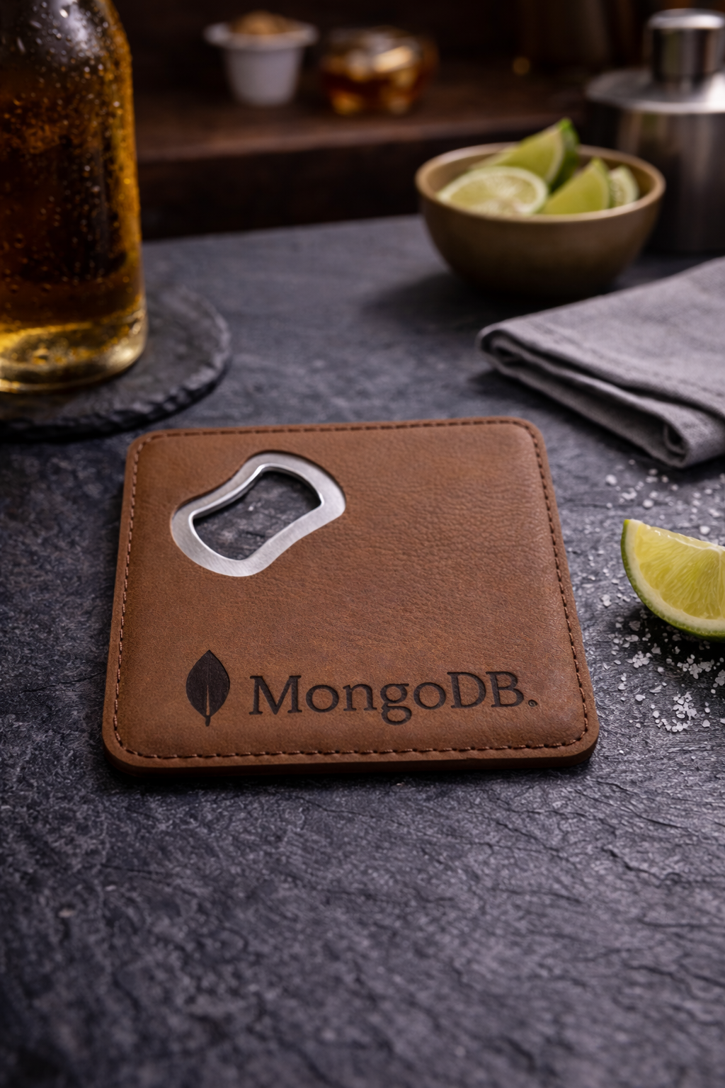 Leatherette Coaster/Bottle Opener