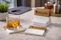 Marble and Acacia Wood Coaster Set
